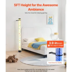 VEVOR Sensory Bubble Tube Lamp, 5 ft Bubble Fish Tube, Sensory Aquarium Lamp with 10 Floating Fish & 16 Color Effects, Remote Control, Stress Relief Calming Light for Bedroom Living Room Home Decor
