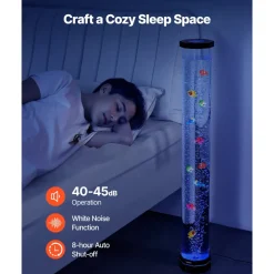 VEVOR Sensory Bubble Tube Lamp, 3.3 ft Bubble Fish Tube, Sensory Aquarium Lamp with 10 Floating Fish & 16 Color Effects, Remote Control, Stress Relief Calming Light for Bedroom Living Room Home Decor