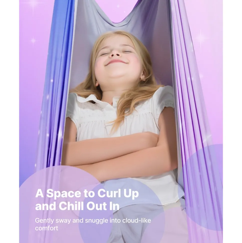 VEVOR Sensory Swing, Double-Layer Fabric Sensorys Hammock, Indoor & Outdoor Sensory Swing with 360° Swivel Hanger, O-Sling, Holds up to 300lbs, Adjustable Aerial Yoga, Ceiling Swings for Kids