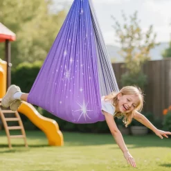 VEVOR Sensory Swing, Double-Layer Fabric Sensorys Hammock, Indoor & Outdoor Sensory Swing with 360° Swivel Hanger, O-Sling, Holds up to 300lbs, Adjustable Aerial Yoga, Ceiling Swings for Kids