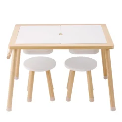 VEVOR Sensory Table and Chairs Set, Toddlers Activity Table with 2 Stools, 2 Storage Bins & Paper Roll Holder, Indoor/Outdoor Play Sand and Water Table, Wooden Kids Sensory Table - Gift for Boys Girls