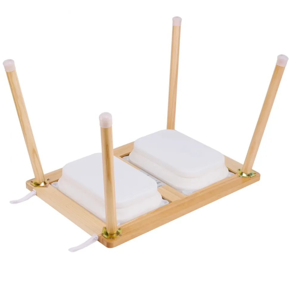 VEVOR Sensory Table and Chairs Set, Toddlers Activity Table with 2 Stools, 2 Storage Bins & Paper Roll Holder, Indoor/Outdoor Play Sand and Water Table, Wooden Kids Sensory Table - Gift for Boys Girls