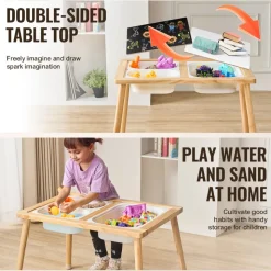 VEVOR Sensory Table for Toddlers, Kids 4-Station Sand and Water Adjustable Play Table with Detachable Storage Bins and Non-Slip Feet, Carbon Steel Frame, Rounded Corners, for Boys and Girls Exploring