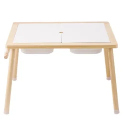 VEVOR Sensory Table for Toddlers, Kids Activity Table with 3 Foldable Storage Bins & Paper Roll Holder, Indoor/Outdoor Play Sand and Water Table, Wooden Kids Sensory Drawing Table, Gift for Boys Girls