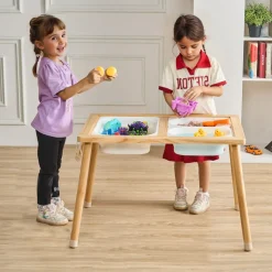 VEVOR Sensory Table for Toddlers, Kids Activity Table with Double-Sided Tabletop & Non-Slip Feet, Indoor/Outdoor Play Activity Table, Wooden Sensory Table for Drawing Studying, Ideal Gift for Boy Girl