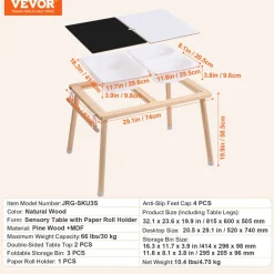 VEVOR Sensory Table for Toddlers, Kids Activity Table with Double-Sided Tabletop & Non-Slip Feet, Indoor/Outdoor Play Activity Table, Wooden Sensory Table for Drawing Studying, Ideal Gift for Boy Girl