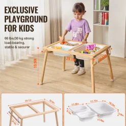 VEVOR Sensory Table for Toddlers, Kids Activity Table with Double-Sided Tabletop & Non-Slip Feet, Indoor/Outdoor Play Activity Table, Wooden Sensory Table for Drawing Studying, Ideal Gift for Boy Girl