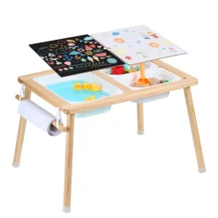 VEVOR Sensory Table for Toddlers, Kids Activity Table with Double-Sided Tabletop & Non-Slip Feet, Indoor/Outdoor Play Activity Table, Wooden Sensory Table for Drawing Studying, Ideal Gift for Boy Girl