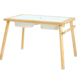 VEVOR Sensory Table for Toddlers, Wooden Kids Activity Table with 2 Stools, Double-Sided Board, Storage Bins, and Non-Slip Feet, for Boys and Girls Playing Sand and Water, Drawing, Studying, Dining