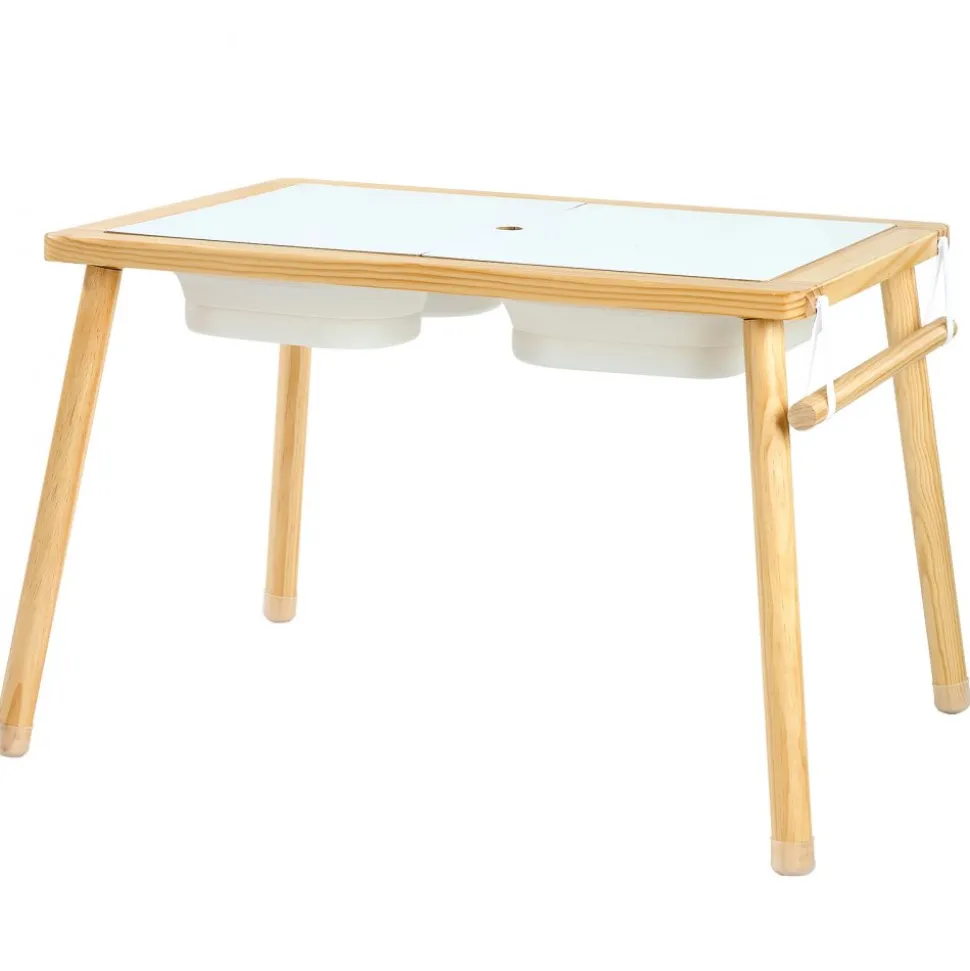 VEVOR Sensory Table for Toddlers, Wooden Kids Activity Table with 2 Stools, Double-Sided Board, Storage Bins, and Non-Slip Feet, for Boys and Girls Playing Sand and Water, Drawing, Studying, Dining