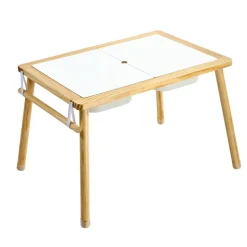 VEVOR Sensory Table for Toddlers, Wooden Kids Activity Table with 2 Stools, Double-Sided Board, Storage Bins, and Non-Slip Feet, for Boys and Girls Playing Sand and Water, Drawing, Studying, Dining
