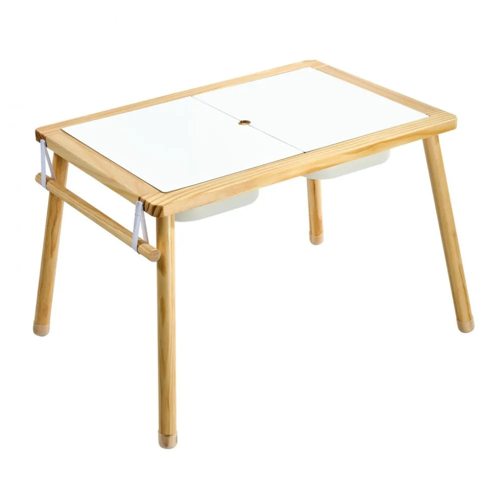 VEVOR Sensory Table for Toddlers, Wooden Kids Activity Table with 2 Stools, Double-Sided Board, Storage Bins, and Non-Slip Feet, for Boys and Girls Playing Sand and Water, Drawing, Studying, Dining