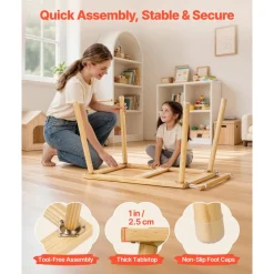 VEVOR Sensory Table for Toddlers, Wooden Kids Activity Table with 2 Stools, Double-Sided Board, Storage Bins, and Non-Slip Feet, for Boys and Girls Playing Sand and Water, Drawing, Studying, Dining