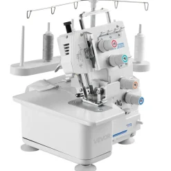 VEVOR Serger Overlock Sewing Machine, 1250 Stitches Per Minute, 3 and 4 Thread Capability, with LED Light and Strong Suction Feet, Heavy-Duty Metal Frame Sewing Machine for Various Fabrics, White