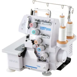 VEVOR Serger Overlock Sewing Machine, 1250 Stitches Per Minute, 2-3-5 Thread Capability, with LED Light and Strong Suction Feet, Heavy-Duty Metal Frame Sewing Machine for Various Fabrics, White