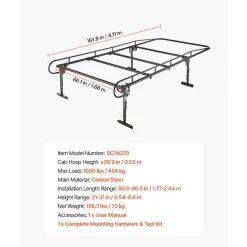 VEVOR Service Body Truck Ladder Rack 1000LBS Capacity Over-Cab Trucks Rack, 21