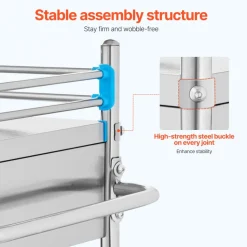 VEVOR Service Cart, 2 Layers Stainless Steel Utility Rolling Cart, Medical Cart with Two Drawers, Dental Utility Cart with Lockable Wheels and A Bucket, Ideal for Laboratory, Hospital, Dental Use