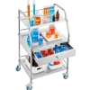 VEVOR Service Cart, 3 Layers Stainless Steel Utility Rolling Cart, Medical Cart with Drawer, Dental Utility Cart with Lockable Wheels, Ideal for Laboratory, Hospital, Dental Use