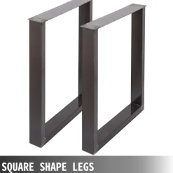 VEVOR Set of 2 Steel Table Legs, 28''Height 23''Wide Dining Table Legs, Heavy Duty 3.1" Square Box Section Square Table Legs, 28x23x3.1 Inch Black Industrial Country Style Metal Dining L