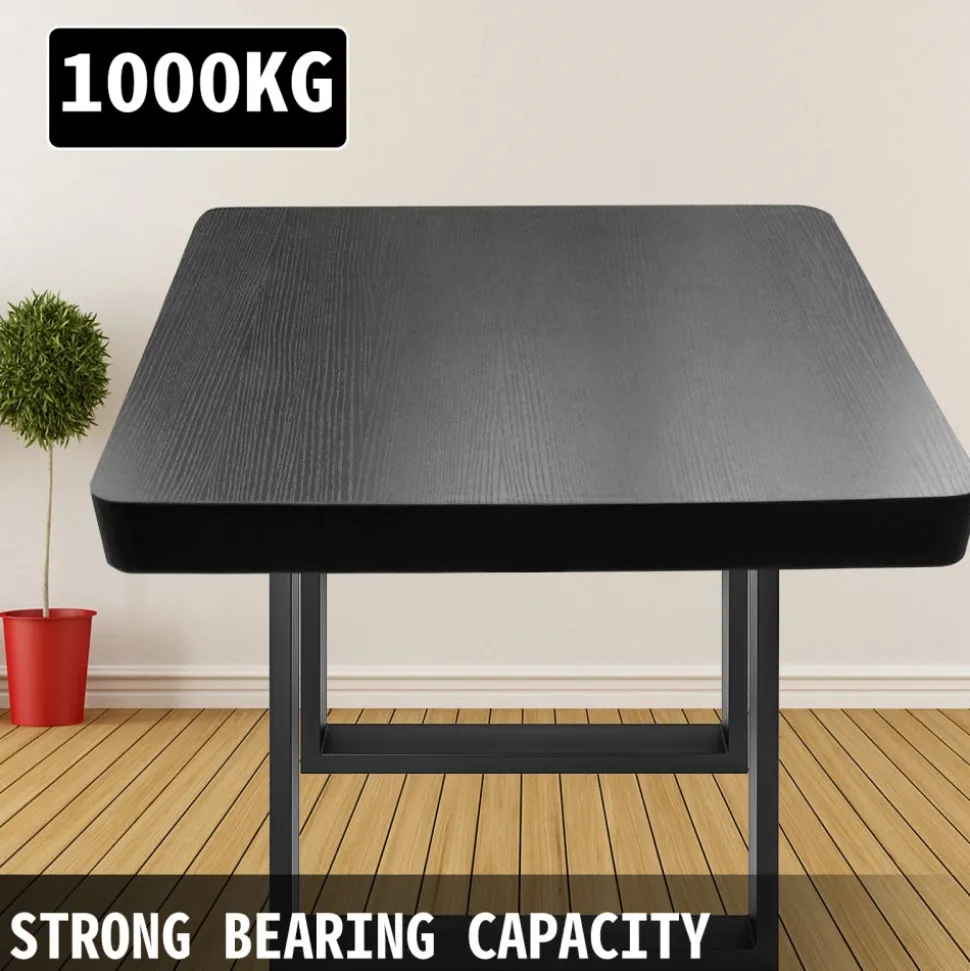 VEVOR Set of 2 Steel Table Legs, 28''Height 35''Wide Dining Table Legs, Heavy Duty 3.1" Width Box Section Square Table Legs, 28x35x3.1 Inch Black Color Industrial Country Style Metal Dining Legs