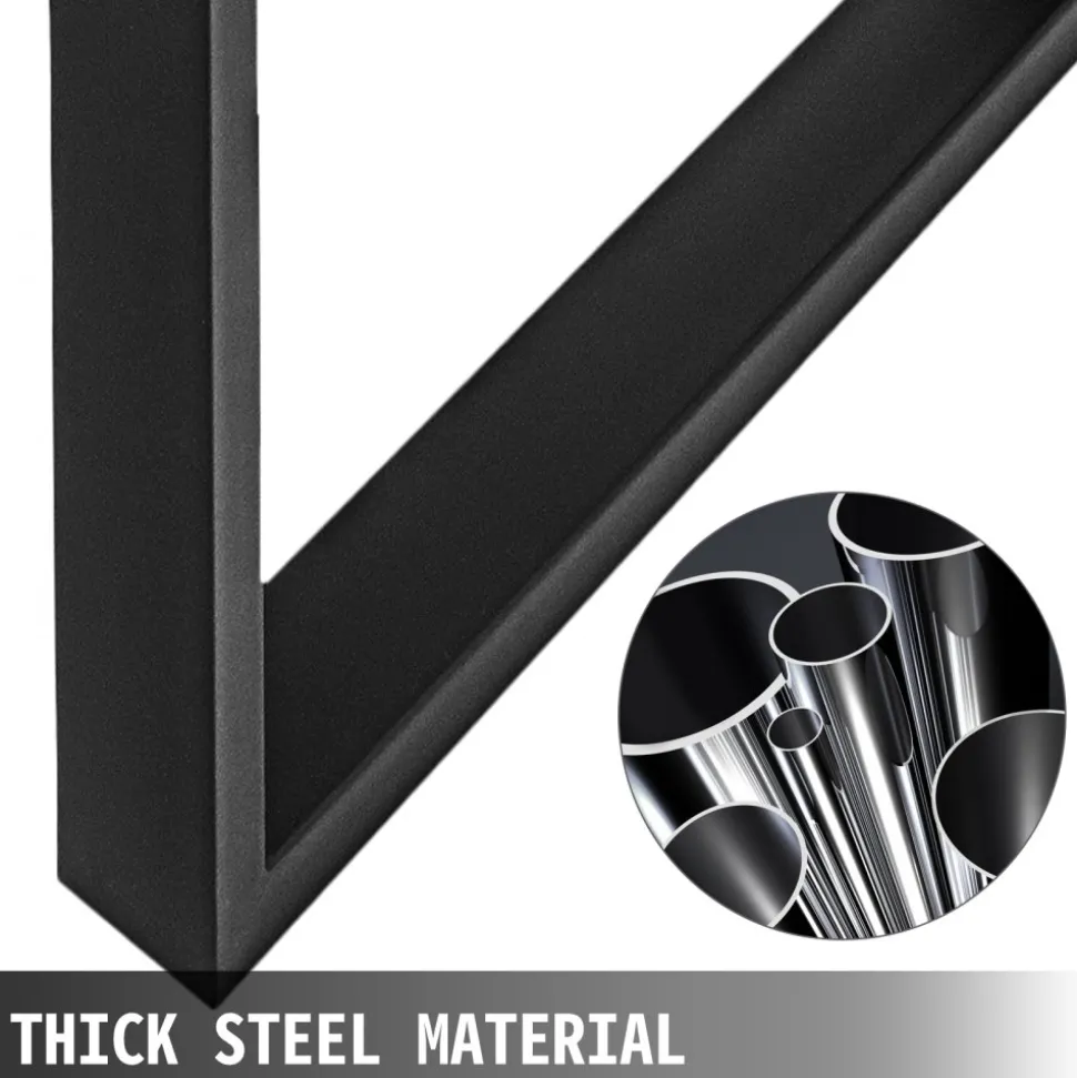 VEVOR Set of 2 Steel Table Legs, 28''Height 35''Wide Dining Table Legs, Heavy Duty 3.1" Width Box Section Square Table Legs, 28x35x3.1 Inch Black Color Industrial Country Style Metal Dining Legs