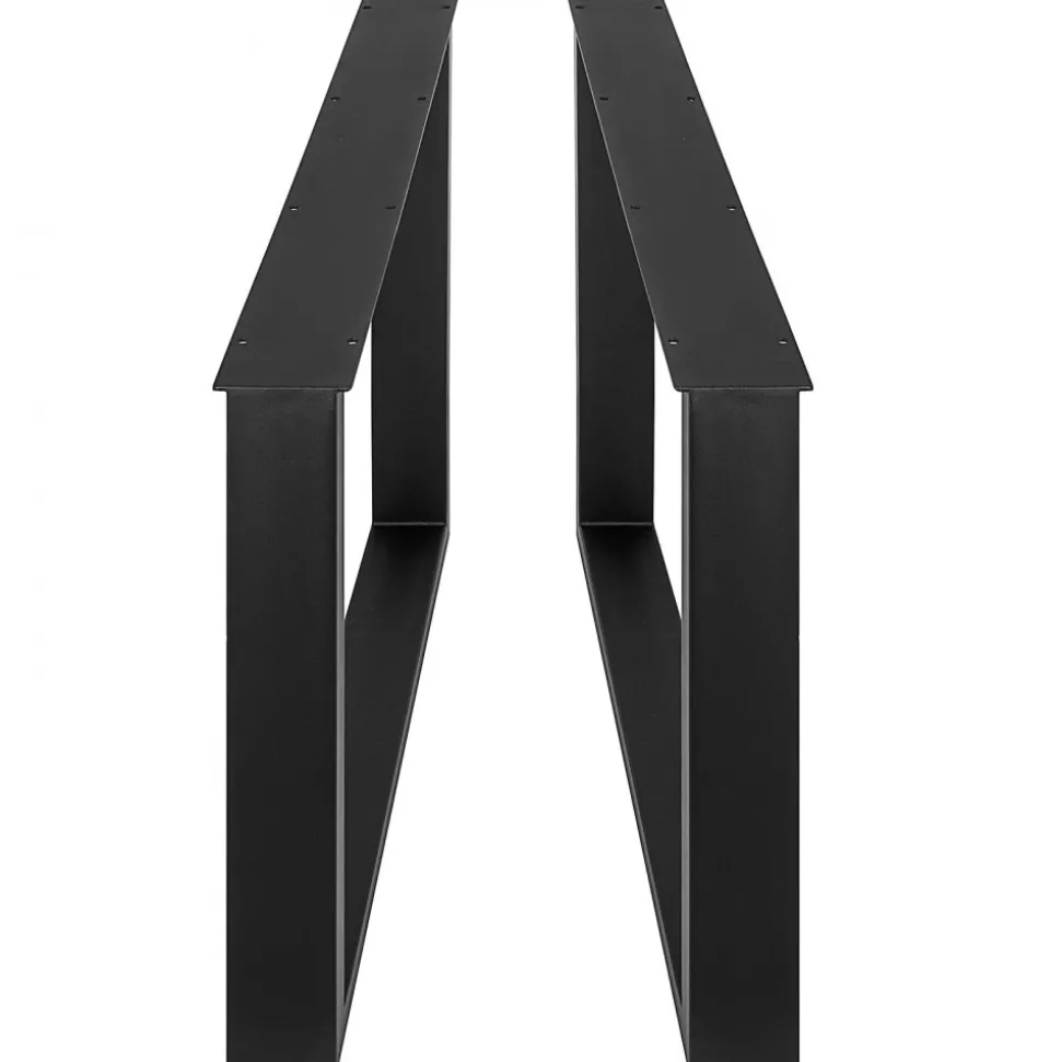 VEVOR Set of 2 Steel Table Legs, 28''Height 35''Wide Dining Table Legs, Heavy Duty 3.1" Width Box Section Square Table Legs, 28x35x3.1 Inch Black Color Industrial Country Style Metal Dining Legs