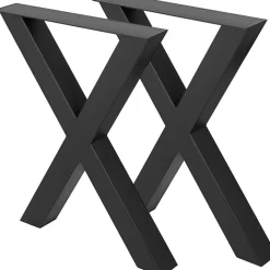 VEVOR Set of 2 Steel Table Legs, 28''Height 30''Wide Dining Table Legs, Heavy Duty 3.1" Square Box Section X Frame Table Legs, 28x30x3.1 Inch Black Color Industrial Country Style Metal Dining Leg