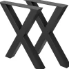 VEVOR Set of 2 Steel Table Legs, 28''Height 24''Wide Dining Table Legs, Heavy Duty 3.1" Square Box Section X Frame Table Legs, 28x24x3.1 Inch Black Color Industrial Country Style Metal Dining Leg