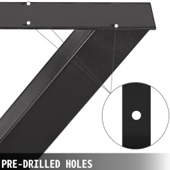 VEVOR Set of 2 Steel Table Legs, 28''Height 24''Wide Dining Table Legs, Heavy Duty 3.1