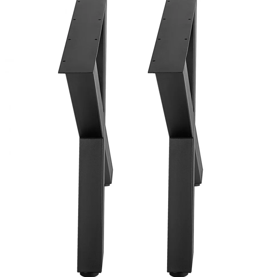 VEVOR Set of 2 Steel Table Legs, 28''Height 24''Wide Dining Table Legs, Heavy Duty 3.1" Square Box Section X Frame Table Legs, 28x24x3.1 Inch Black Color Industrial Country Style Metal Dining Leg