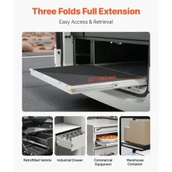 VEVOR Set of Two Drawer Rails, Sizes Ranging from 16 to 60 inches, 500 lbs Weight Tolerance, Ball Bearing Equipped with Locking Mechanism, Side Mounted Slide Rail