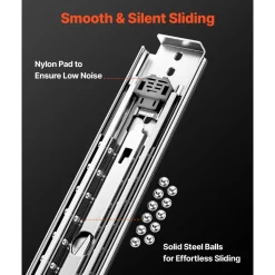 VEVOR Set of Two Drawer Rails, Sizes Ranging from 16 to 60 inches, 500 lbs Weight Tolerance, Ball Bearing Equipped with Locking Mechanism, Side Mounted Slide Rail