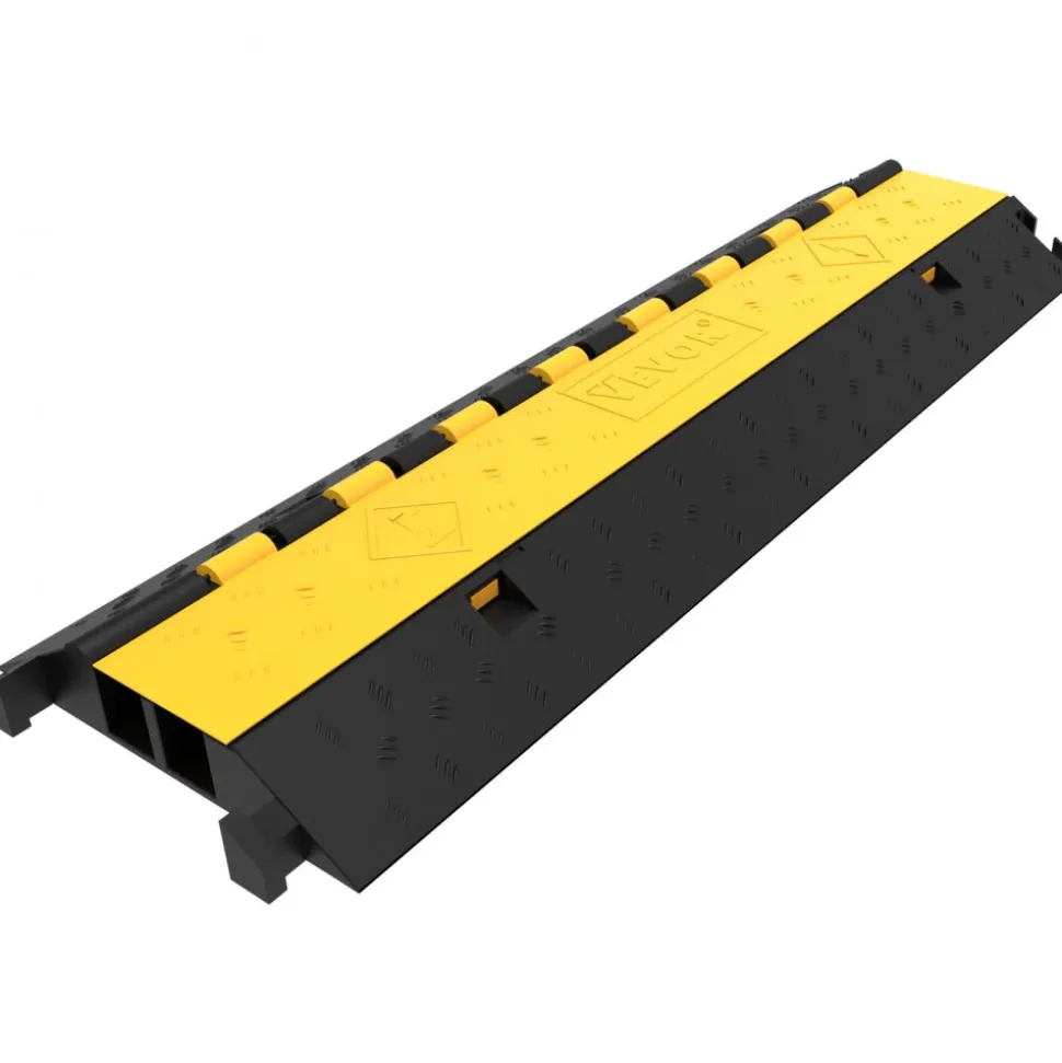 VEVOR 5-Set Rubber Cable Guard, Dual-Channel, Durable 66,000 lbs Capacity, Wire & Hose Protection Speed Bump for Driveways (2-Channel, 5 Sets-66,000 lbs)