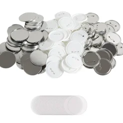 VEVOR 200 Sets 3 inch 75mm Pin Back Button Parts, DIY Round Button Badge Parts, Set Includes Metal Top, Plastic/Metal Button, Clear Film, and Blank Paper For Gifts Presents, Machine NOT Included