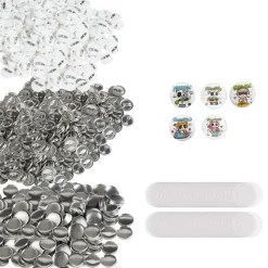 VEVOR 500 Sets 1 inch 25mm Pin Back Button Parts, DIY Round Button Badge Parts, Set Includes Metal Top, Plastic/Metal Button, Clear Film, and Blank Paper For Gifts Presents, Machine NOT Included