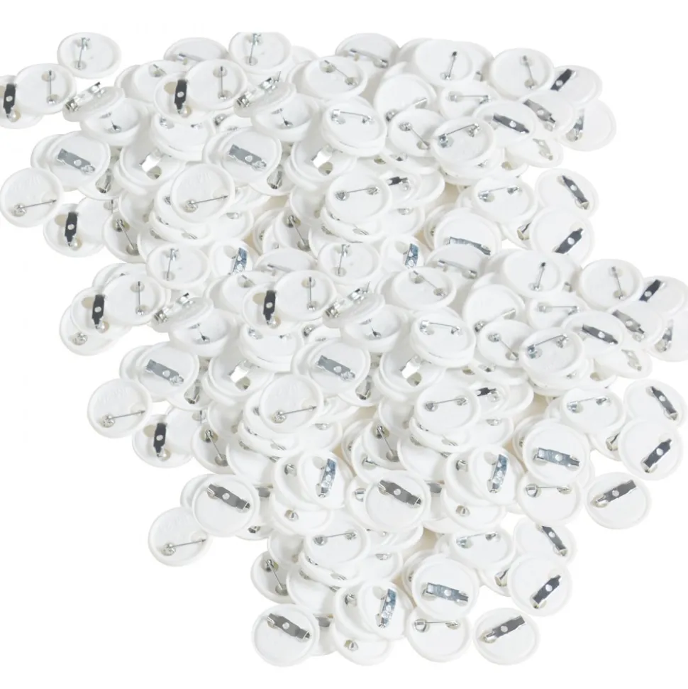VEVOR 500 Sets 1 inch 25mm Pin Back Button Parts, DIY Round Button Badge Parts, Set Includes Metal Top, Plastic/Metal Button, Clear Film, and Blank Paper For Gifts Presents, Machine NOT Included