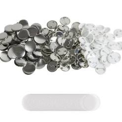 VEVOR 500 Sets 1.25 inch 32mm Pin Back Button Parts, DIY Round Button Badge Parts, Set Includes Metal Top, Plastic/Metal Button, Clear Film, and Blank Paper For Gifts Presents, Machine NOT Included