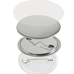 VEVOR 500 Sets 1.25 inch 32mm Pin Back Button Parts, DIY Round Button Badge Parts, Set Includes Metal Top, Plastic/Metal Button, Clear Film, and Blank Paper For Gifts Presents, Machine NOT Included