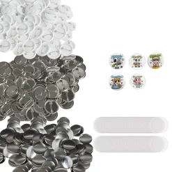 VEVOR 500 Sets 1.25 inch 32mm Pin Back Button Parts, DIY Round Button Badge Parts, Set Includes Metal Top, Plastic/Metal Button, Clear Film, and Blank Paper For Gifts Presents, Machine NOT Included