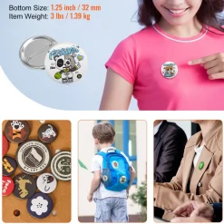 VEVOR 500 Sets 1.25 inch 32mm Pin Back Button Parts, DIY Round Button Badge Parts, Set Includes Metal Top, Plastic/Metal Button, Clear Film, and Blank Paper For Gifts Presents, Machine NOT Included
