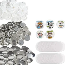 VEVOR 500 Sets 2.25 inch 58mm Pin Back Button Parts, DIY Round Button Badge Parts, Set Includes Metal Top, Plastic/Metal Button, Clear Film, and Blank Paper For Gifts Presents, Machine NOT Included