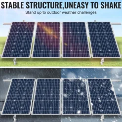 VEVOR 2-Set Solar Panel Mounting Brackets, 30°-60° Adjustable Multi-Pieces Solar Panel Brackets for 4-8PCS Solar Panels, Carbon Steel Ground Mount Solar Panel Stand for Farms, RVs, Boats, Off-Grid