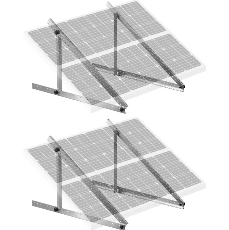 VEVOR 2 Sets Solar Panel Mounting Brackets 45-Inch, 0 to 90° Adjustable Tilt Mount Brackets Support 100-400W Solar Panels, Lightweight Aluminum Brackets with Folding Tilt Legs for RV Boat Off-Grid