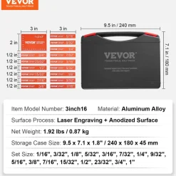 VEVOR Setup Blocks Woodworking Tools, 16-Piece, Precision Height Gauge Block Set, with Clearly Laser Engraved Size Markings and Storage Case, Aluminum Setup Bars for Router and Table Saw Accessories