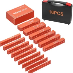 VEVOR Setup Blocks Woodworking Tools, 16-Piece, Precision Height Gauge Block Set, with Clearly Laser Engraved Size Markings and Storage Case, Aluminum Setup Bars for Router and Table Saw Accessories