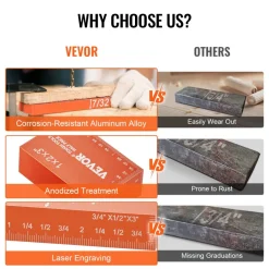 VEVOR Setup Blocks Woodworking Tools, 16-Piece, Precision Height Gauge Block Set, with Clearly Laser Engraved Size Markings and Storage Case, Aluminum Setup Bars for Router and Table Saw Accessories