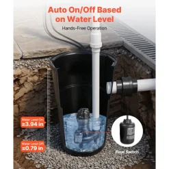 VEVOR Sewage Pump System, 1/2 HP, 4800 GPH Cast Iron Sewage Pump with Basin Kit, 120 Volt, Automatic On/Off Outdoor Water/Seepage Collection and Removal System with Float Switch, 2" Discharge, Black