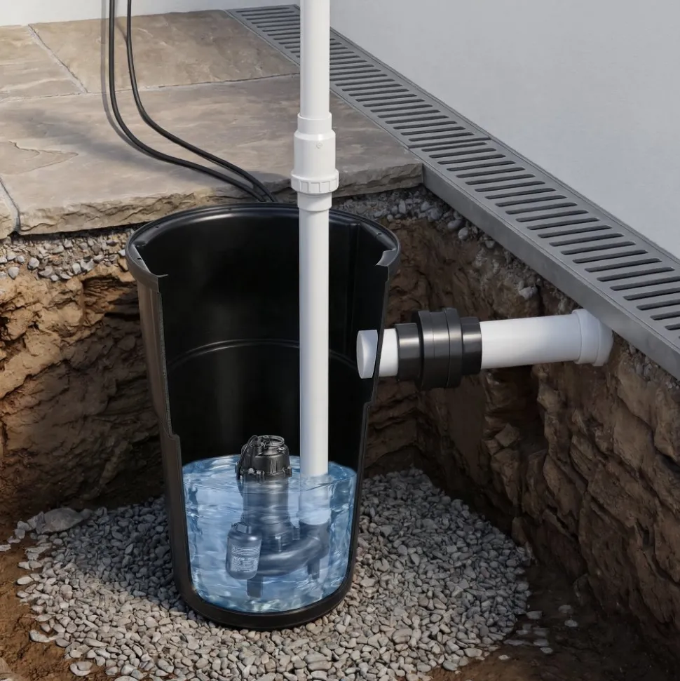 VEVOR Sewage Pump System, 1/2 HP, 4800 GPH Cast Iron Sewage Pump with Basin Kit, 120 Volt, Automatic On/Off Outdoor Water/Seepage Collection and Removal System with Float Switch, 2" Discharge, Black