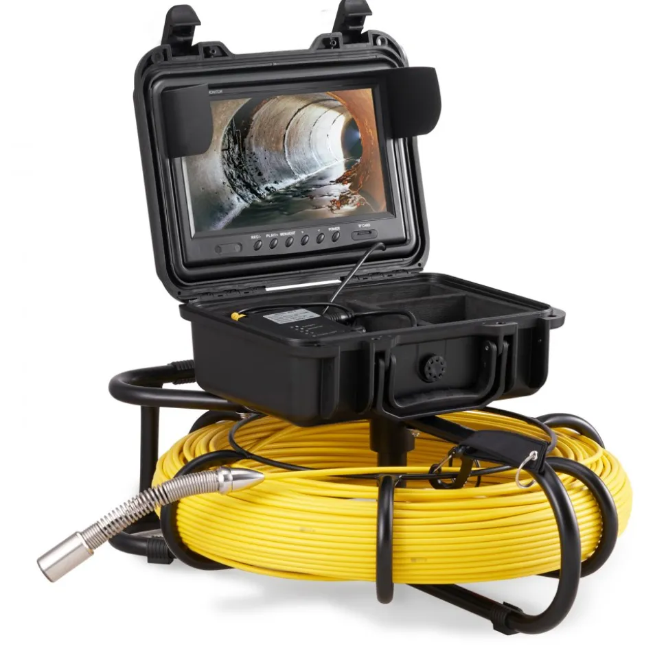 VEVOR Sewer Camera, 393 ft/120 m, 9" Screen Pipeline Inspection Camera with DVR Function, Waterproof IP68 Camera with 12 Adjustable LEDs, with a 16 GB SD Card, for Sewer Line, Home, Duct Drain Pipe