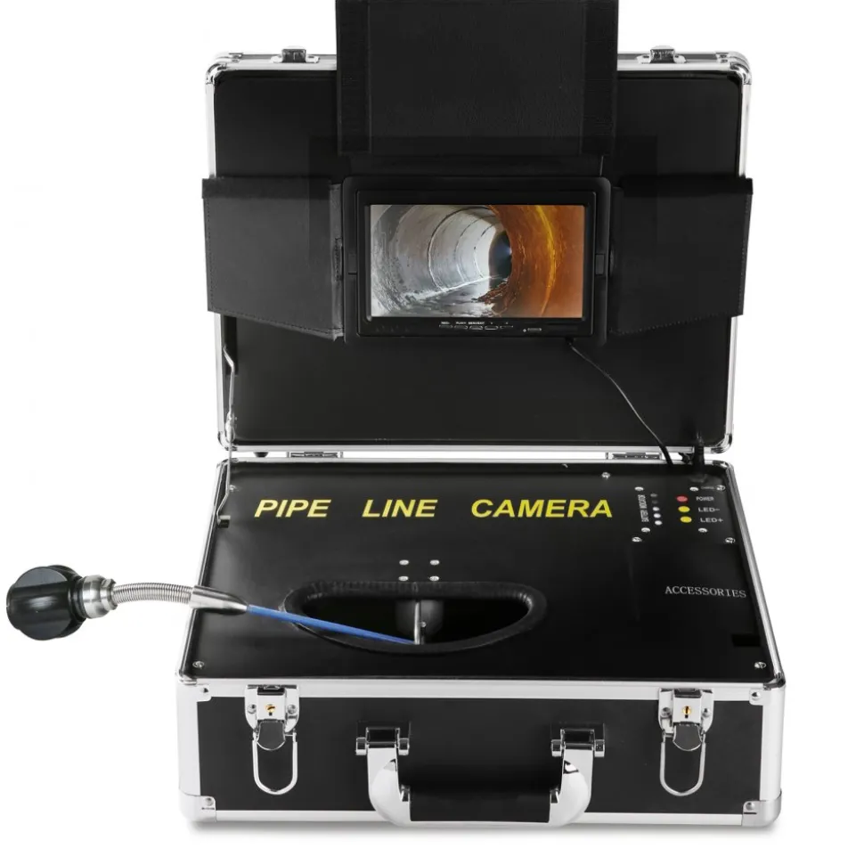 VEVOR Sewer Camera, 165 ft/50 m, 7" Screen Pipeline Inspection Camera with DVR Function, Waterproof IP68 Camera, 12pcs Adjustable LED, with a 16 GB SD Card for Sewer Line, Duct Drain Pipe Plumbing
